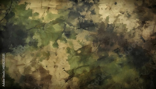  Camouflage military background, dirty forest pattern, khaki texture camouflage for hunting © Oksana