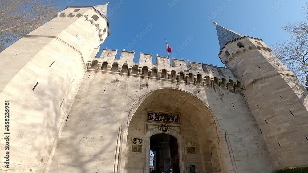Istanbul, Turkey. - November 21, 2021: Gate entrance to Topkapi Palace. GoPro