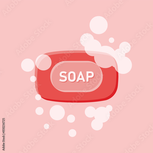Bar of soap with foam icon in flat style. Cosmetic product for hygienic vector illustration on isolated background. Toiletries sign business concept.