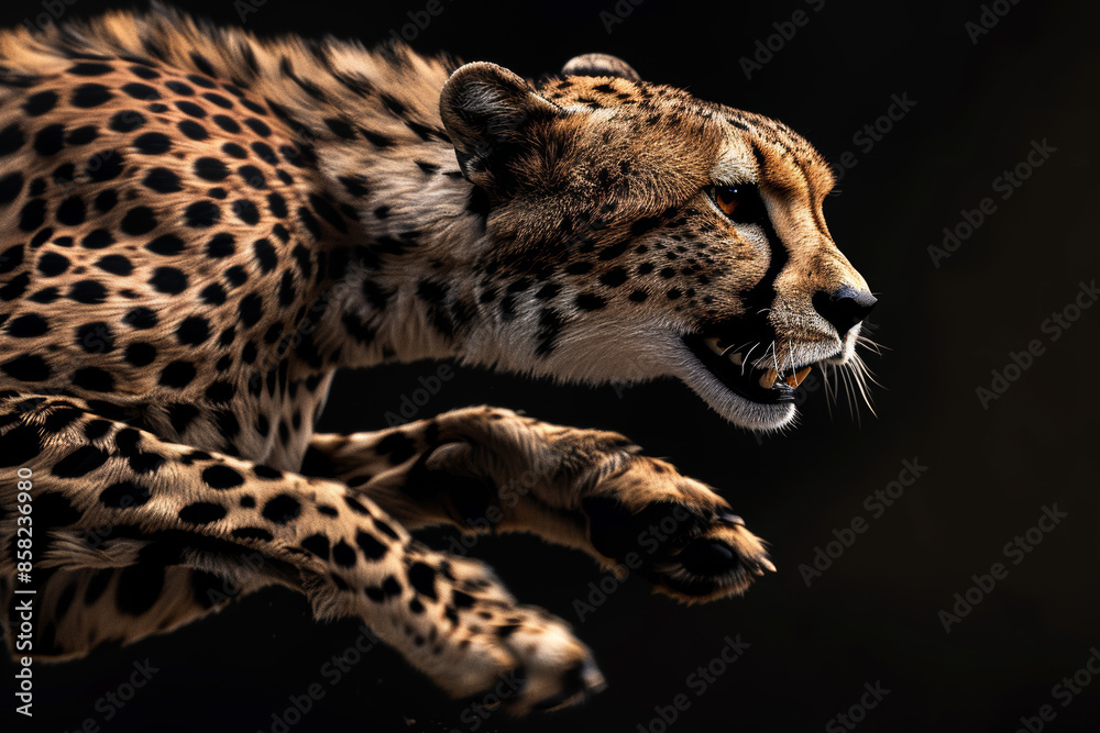 Obraz premium Cheetah in Mid Sprint Captured with High Speed