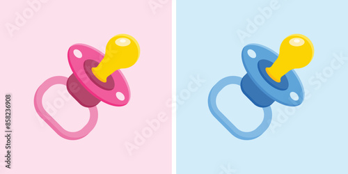 Baby pacifier icon in flat style. Nipple for newborn child vector illustration on isolated background. Soother sign business concept.