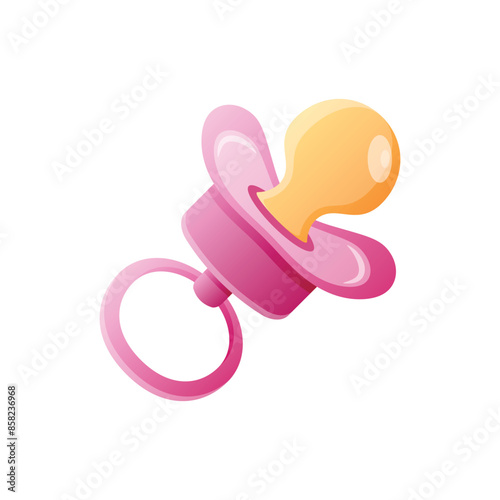 Baby pacifier icon in flat style. Nipple for newborn child vector illustration on isolated background. Soother sign business concept.