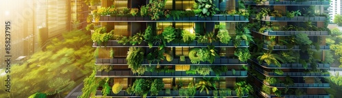 Sustainable Korean highrise design with vertical garden © kitidach