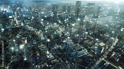 network of interconnected devices and sensors forming the backbone of a smart city, facilitating real-time data exchange and optimization of urban services