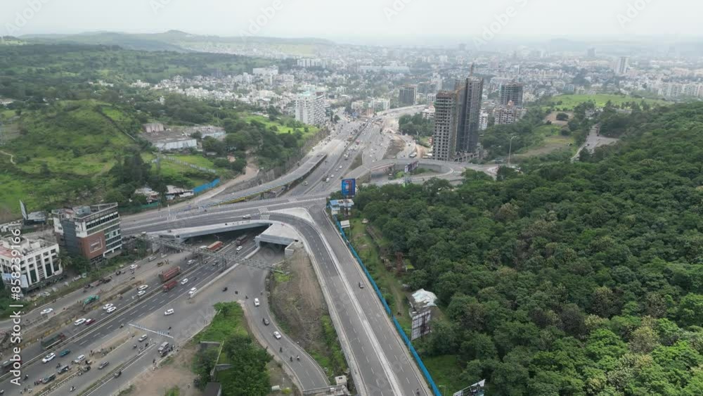 4k India flyover, Pune famous Chandani chowk, infrastructure, india traffic, Drone view 4k 4k India flyover, Pune famous Chandani chowk, infrastructure, india traffic, Drone view 4k