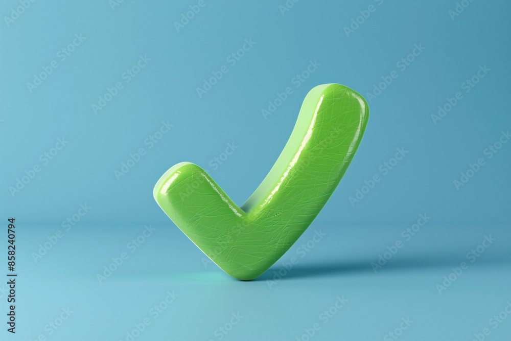 A vibrant green checkmark symbol on a blue background represents success, approval, and verification in a sleek, modern design. 3D Illustration. A vibrant green checkmark symbol on a blue background represents success, approval, and verification in a sleek, modern design. 3D Illustration.