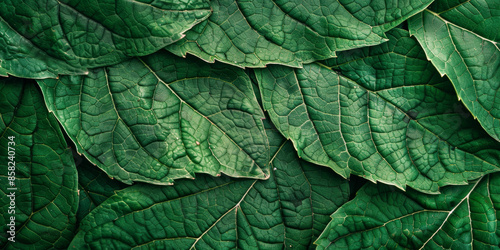 Lush Green Leaf Pattern Background Nature's Texture in Close Up