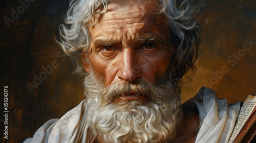Biblical portrait showcasing Moses wisdom and leadership traits illustration images