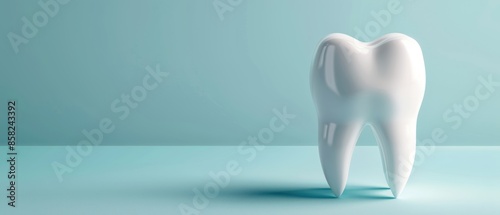 Human tooth model on a blue backdrop, representing dental health and hygiene, clear and detailed, dental anatomy photo