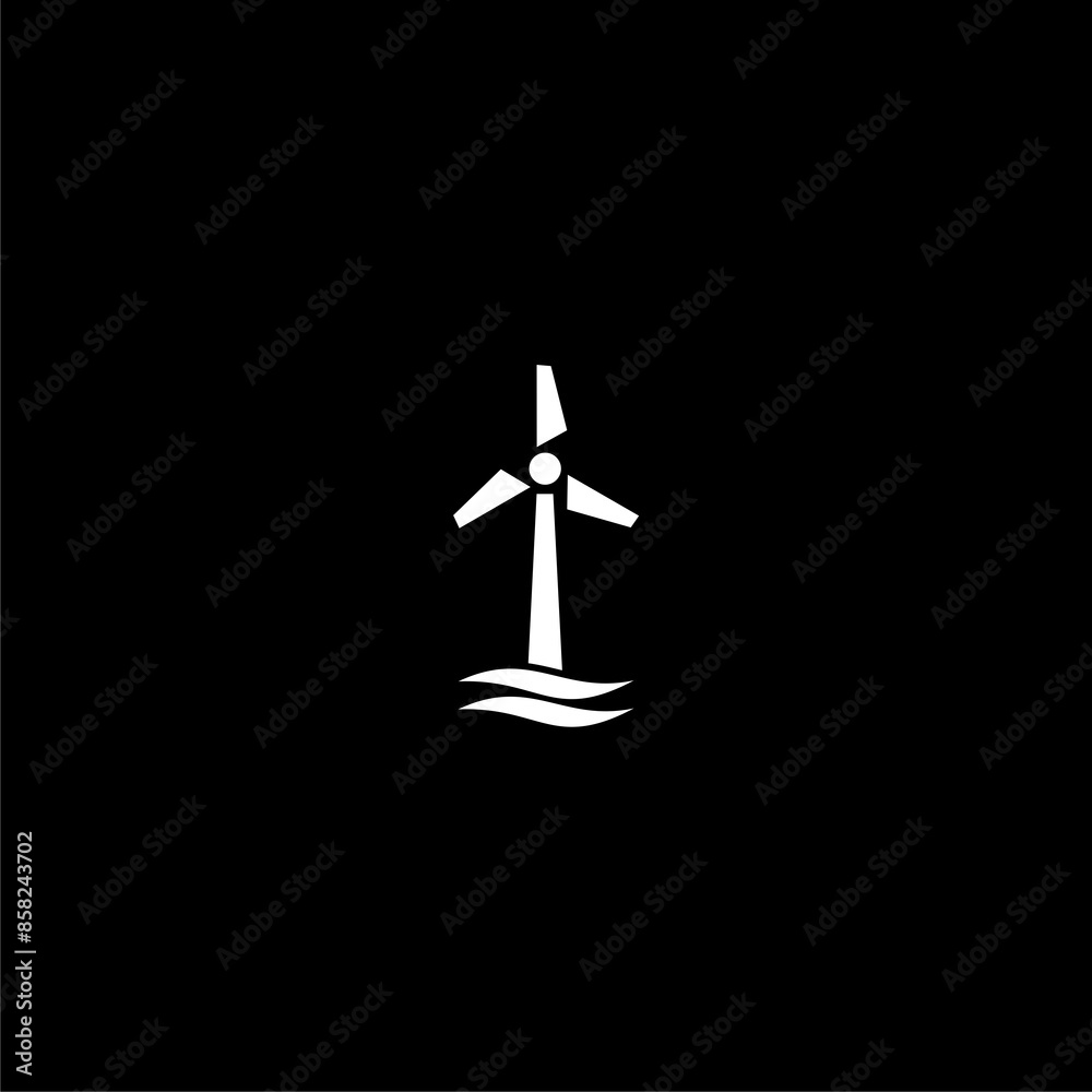 Windmill Water Waves icon isolated on dark background Windmill Water Waves icon isolated on dark background