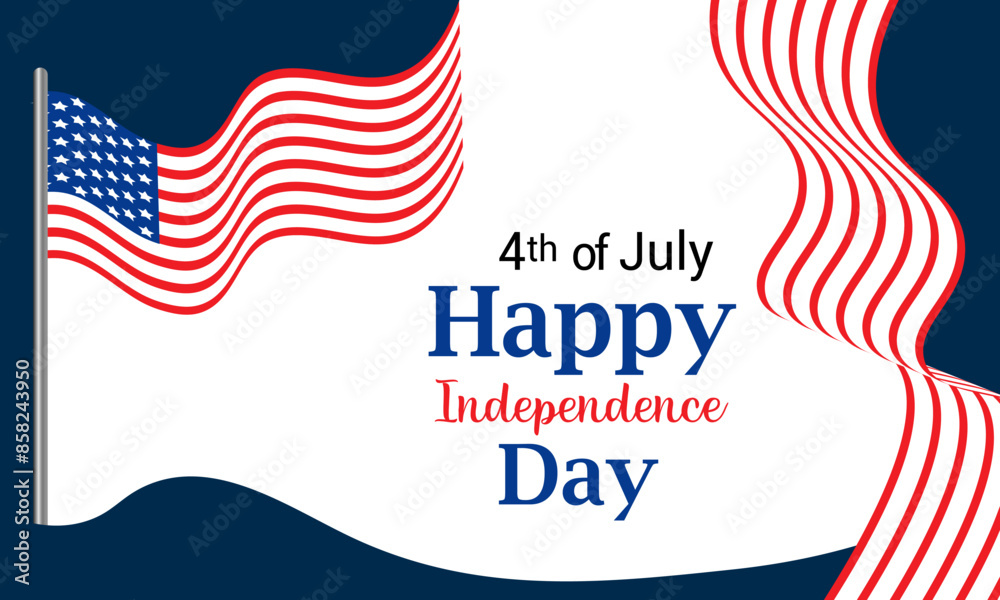 Happy 4th of July! Celebrate USA Independence Day with this greeting card featuring a waving American flag and hand-lettered text design. Vector illustration included. Happy 4th of July! Celebrate USA Independence Day with this greeting card featuring a waving American flag and hand-lettered text design. Vector illustration included.