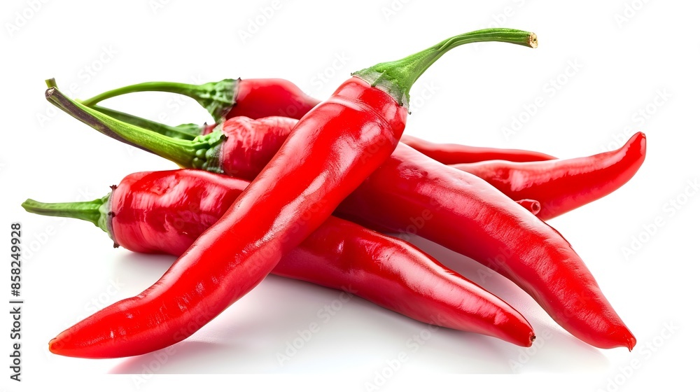 Vibrant Red Chili Peppers Closeup on Wooden Surface Vibrant Red Chili Peppers Closeup on Wooden Surface