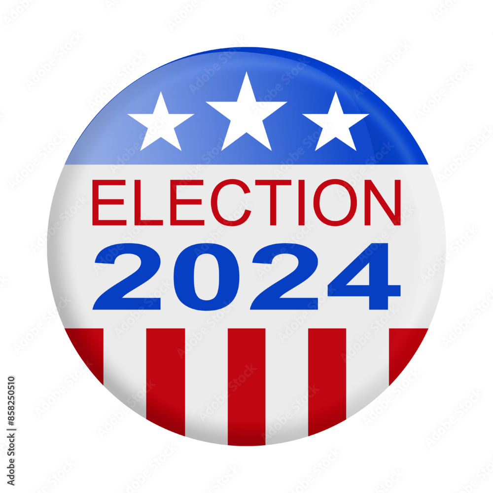 Vector illustration of a badge for the 2024 American presidential election isolated on transparent background. Vector illustration of a badge for the 2024 American presidential election isolated on transparent background.