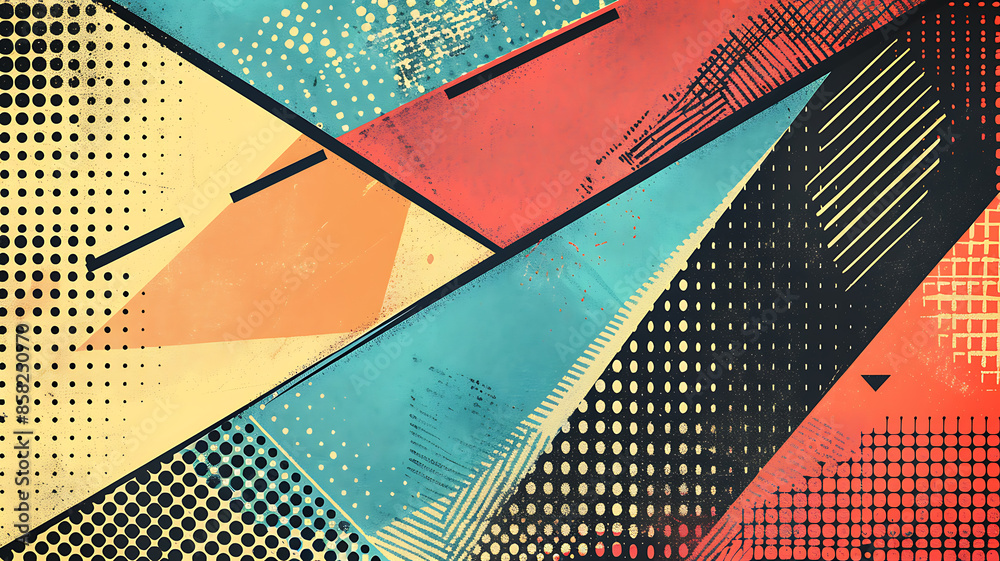 retro-inspired comic book background with layered geometric shapes ...
