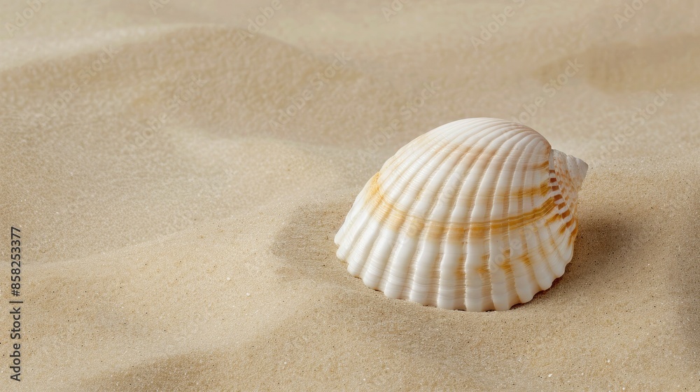A Single Seashell on Soft Sand A Single Seashell on Soft Sand