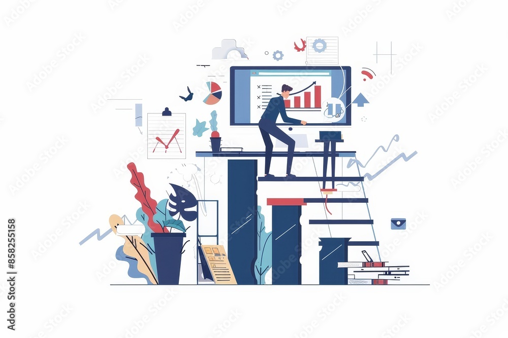 Illustrations of abstract IT project management concepts. Illustrations of abstract IT project management concepts.