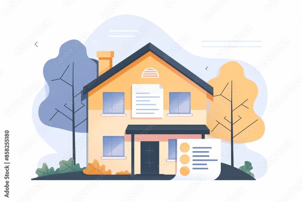 Illustrations of real estate documents in abstract concepts. Illustrations of real estate documents in abstract concepts.