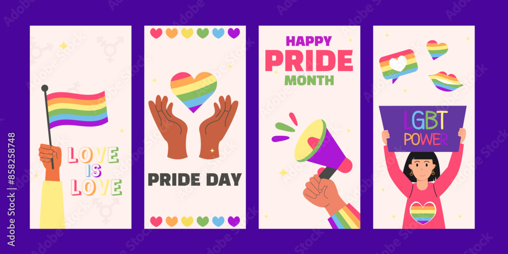 Fototapeta premium Pride month instagram story collection