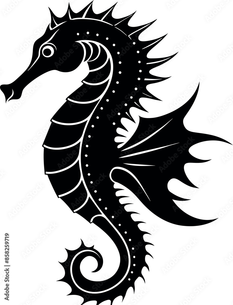 Obraz premium seahorse silhouette vector illustration Design on a white background