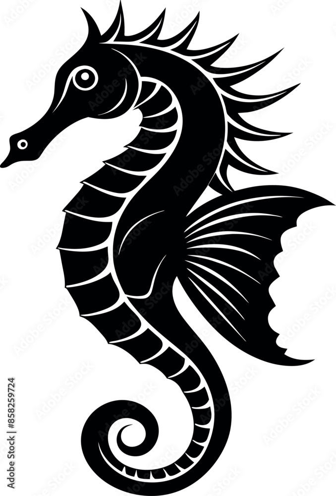 Fototapeta premium seahorse silhouette vector illustration Design on a white background 