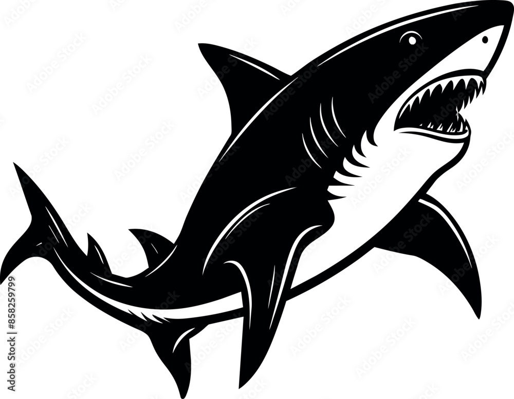 Fototapeta premium shark silhouette vector illustration Design on a white background 