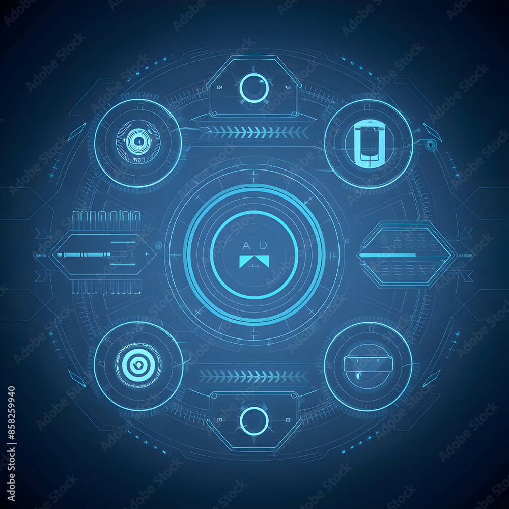 Vector illustration gear wheel, hexagons and circuit board, Hi-tech digital technology and engineering, digital telecom technology concept. Abstract futuristic on light blue color background Vector illustration gear wheel, hexagons and circuit board, Hi-tech digital technology and engineering, digital telecom technology concept. Abstract futuristic on light blue color background