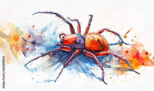 tick Digital illustration, white background, watercolor style 