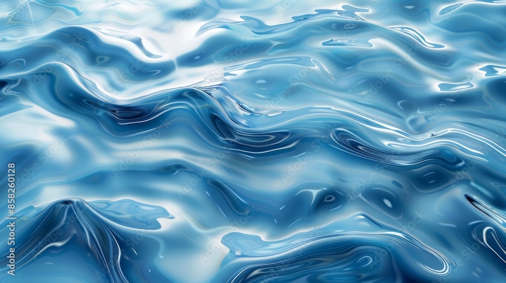 Abstract blue and white liquid surface with flowing, wavy patterns. Abstract blue and white liquid surface with flowing, wavy patterns.