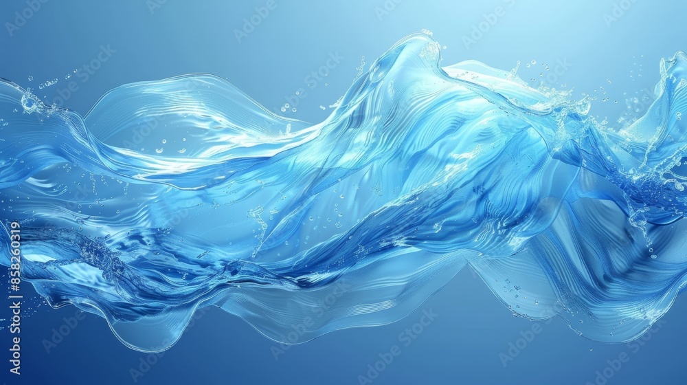 Abstract blue water splash, swirling and flowing against a light blue background. Perfect for designs on water, nature, and freshness. Abstract blue water splash, swirling and flowing against a light blue background. Perfect for designs on water, nature, and freshness.