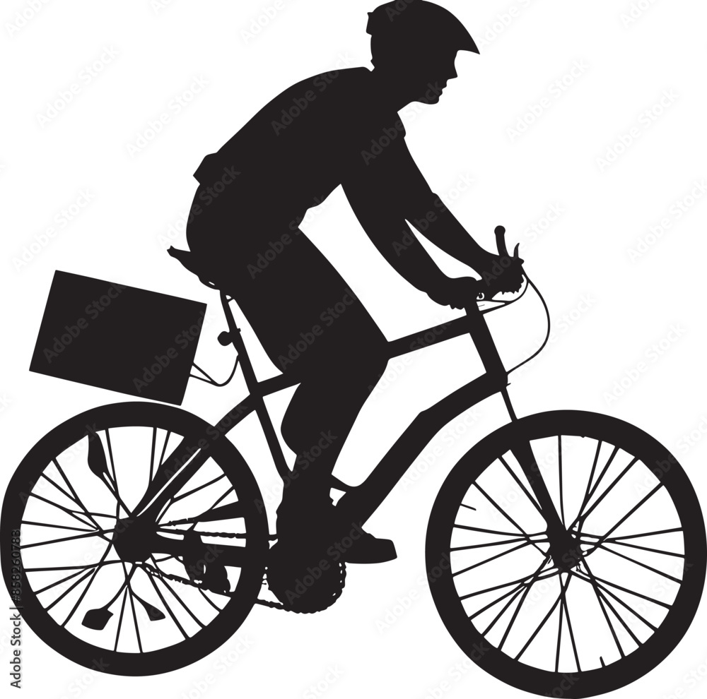 Naklejka premium silhouette of a person riding a bicycle.