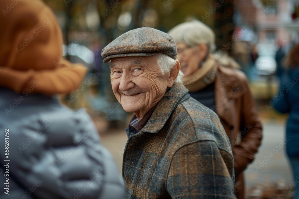 Portrait of an elderly man in a hat on the street. Portrait of an elderly man in a hat on the street.