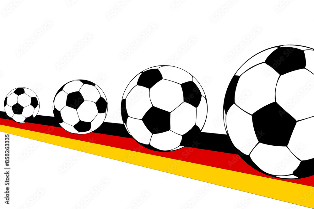 Obraz premium women's european championship, a soccer ball and the German flag in perspective, ideal for news about a World Cup tournament where national soccer teams compete to win the final. Graphic illustration.