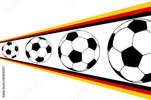 balloons and the German flag in perspective, flowing balloons, European Championships 2024 in Germany, with the European national football teams competing to win the final. graphic illustration