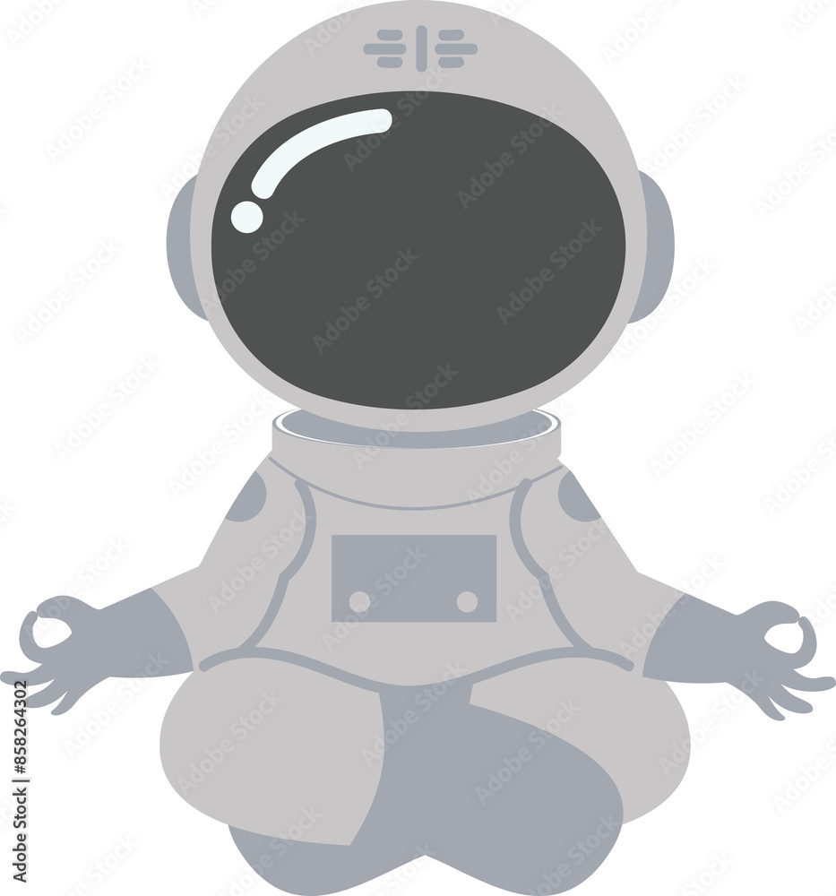 Fototapeta premium Cute astronaut in a yoga pose while meditating