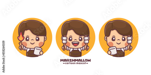 cartoon mascot design with marshmallow