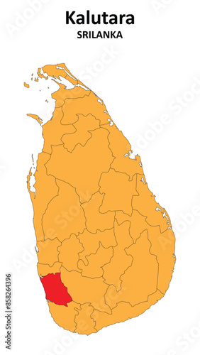 Kalutara Map is highlighted on the Srilanka map with detailed state and region outlines.