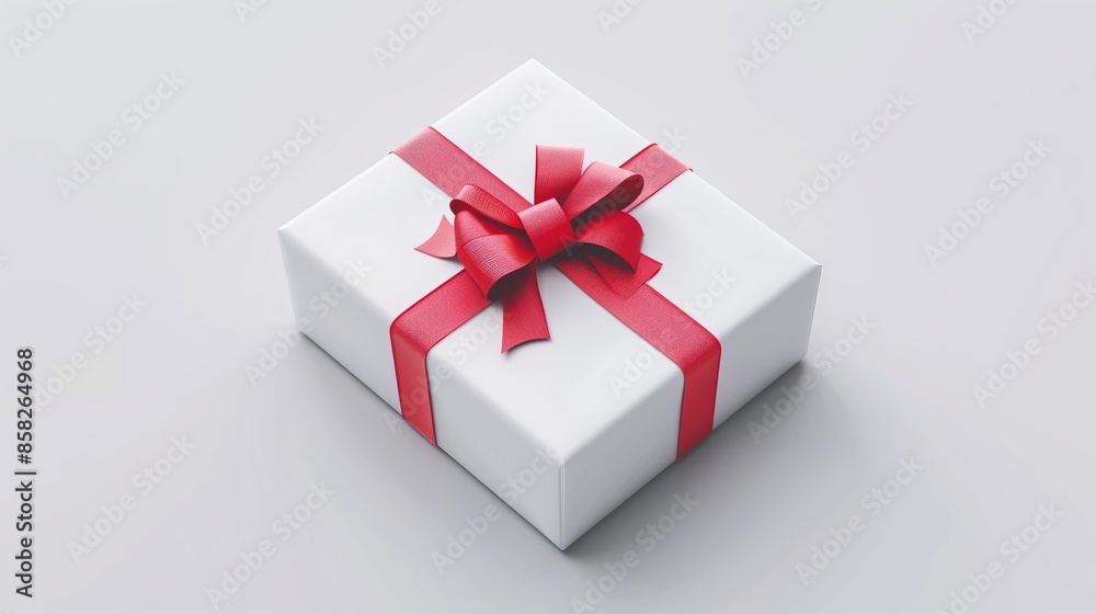 White Gift Box With Red Ribbon White Gift Box With Red Ribbon