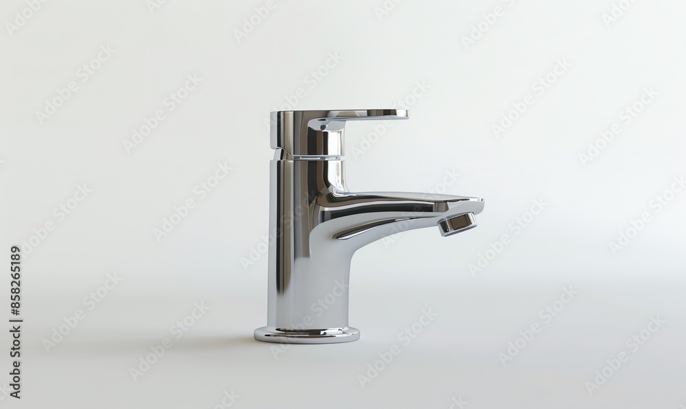 Modern Chrome Mixer Tap on White Background Modern Chrome Mixer Tap on White Background