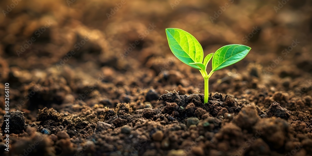 A small sprout grows into a young tree in rich soil. Concept Growth, Nature, Plant growth, Gardening, Sustainability A small sprout grows into a young tree in rich soil. Concept Growth, Nature, Plant growth, Gardening, Sustainability