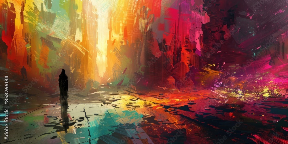 Fototapeta premium Abstract Demon in a Burst of Colors