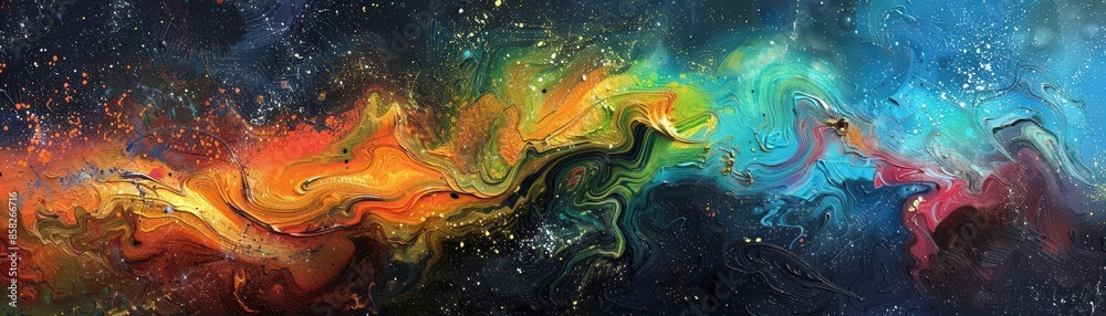 Abstract portrayal of a symphony with vibrant Abstract portrayal of a symphony with vibrant
