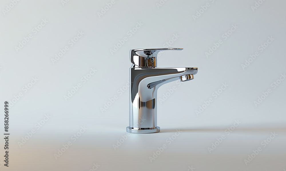 Modern Chrome Mixer Tap on White Background Modern Chrome Mixer Tap on White Background