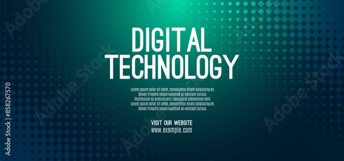 Digital technology internet network speed connection blue green background, cyber nano information, abstract communication, innovation future tech data, Ai big data lines dots, illustration vector 3d