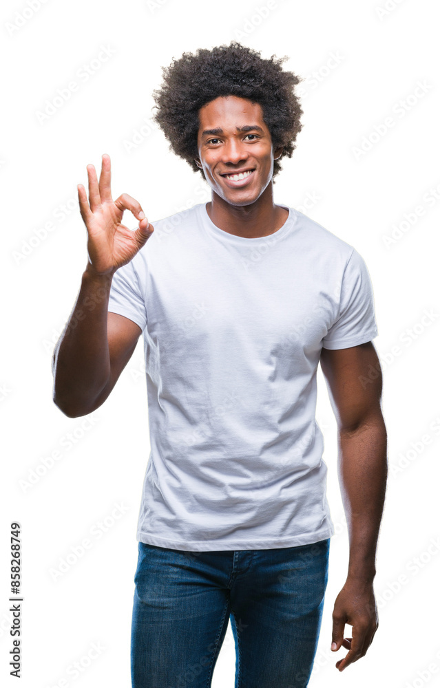 Afro american man over isolated background smiling positive doing ok sign with hand and fingers. Successful expression. Afro american man over isolated background smiling positive doing ok sign with hand and fingers. Successful expression.