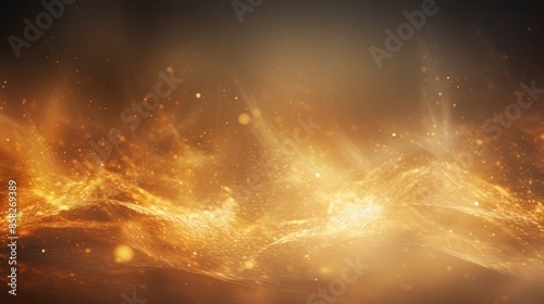A stunning abstract background with sparkling gold particles intermingling with wispy smoke trails.