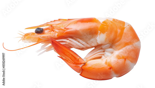 Single cooked shrimp with transparent background high quality image for use