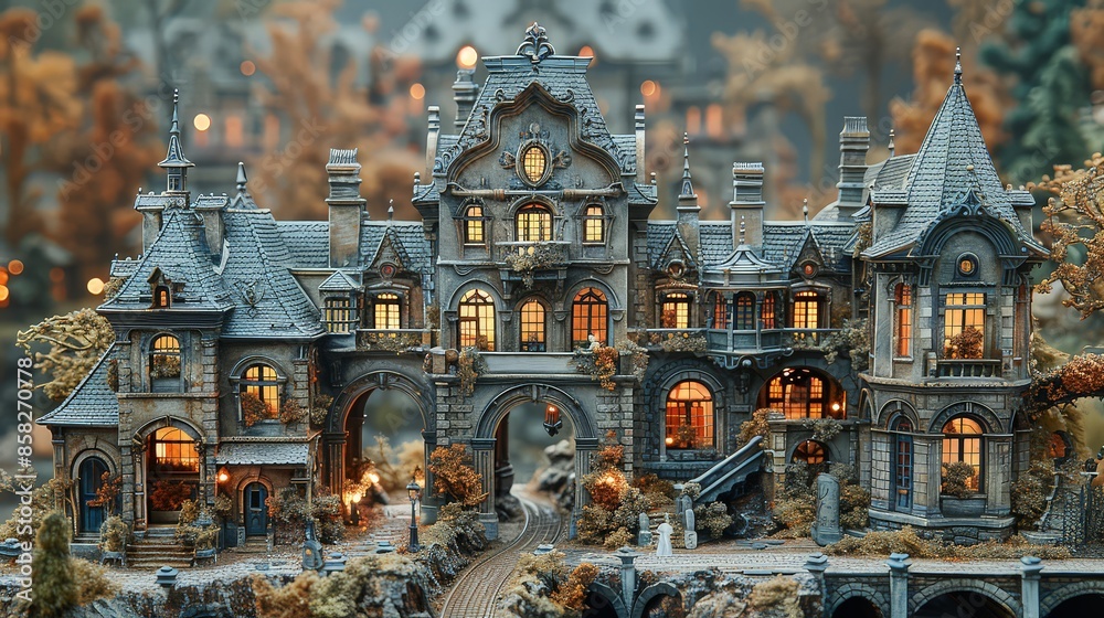Obraz premium Model building: detailed miniatures, glue and paint, hobby desk, scale models
