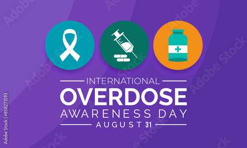 Overdose awareness day is observed every year on August 31. Banner poster, flyer and background design. vector illustration
