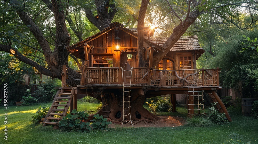 Treehouse: rustic design, childrens playground, Treehouse: rustic design, childrens playground,