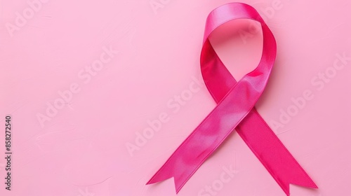 Abstract pink ribbon with breast cancer cells, awareness illustration
